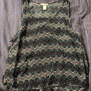 Blue and green patterned tank top